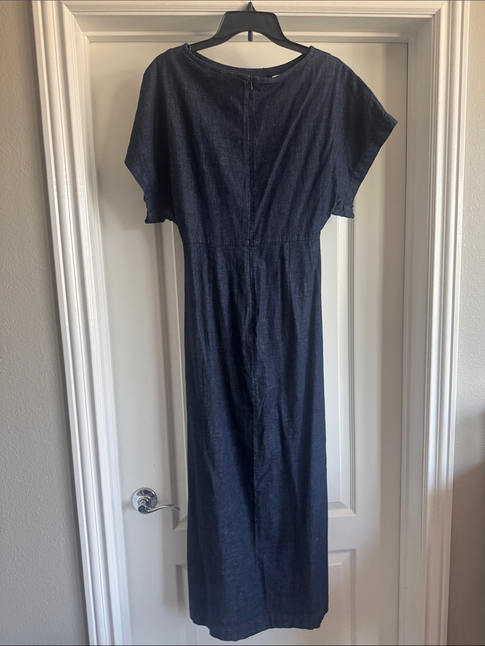 Zara Denim Maxi Dress with Gathered Waist - Picture 2 of 4